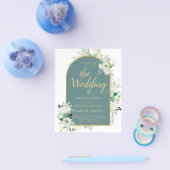 白エレガントバラAll-in-1結婚式への招待RSVP チラシ (シングル)