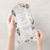 白エレガントバラQRコード オールインワン招待状 (貼ってはがせる)