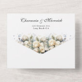 白エレガントバラRSVP QRコード結婚s オールインワン招待状 (裏面)