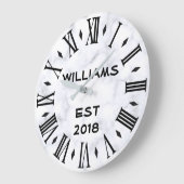 白エレガントパーソナライズされた大理石 ラージ壁時計 (傾斜)