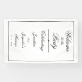 白エレガントパーソナライズされた結婚の歓迎バナー 横断幕 (横)