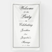 白エレガントパーソナライズされた結婚の歓迎バナー 横断幕 (縦)
