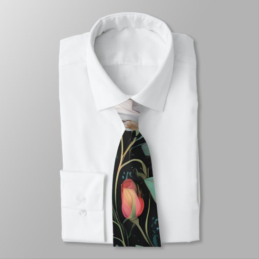 白エレガントピンクのバラ ネクタイ (タイ)