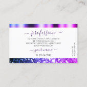 白エレガントピンクパープルスパークルグリッター輝き 名刺 (裏面)