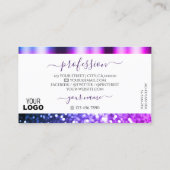 白エレガントピンク紫スパークルグリッターとロゴ 名刺 (裏面)