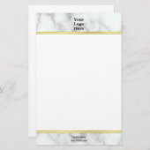 白エレガントフェイク大理石あなたのロゴはこちらステーショナー 便箋 (正面/裏面)