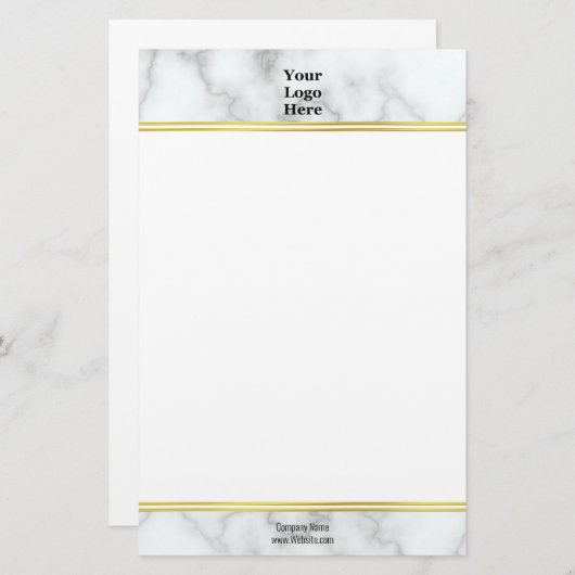 白エレガントフェイク大理石あなたのロゴはこちらステーショナー 便箋 (正面/裏面)
