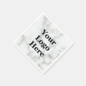 白エレガントフェイク大理石ここにロゴ スタンダードカクテルナプキン (角)