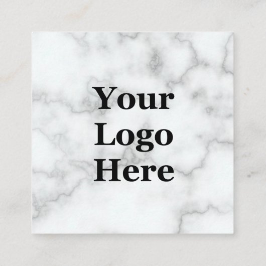 白エレガントフェイク大理石ここにロゴ 紹介カード (裏面)