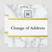 白エレガントフェイク大理石の住所の変更 案内状 (正面/裏面)