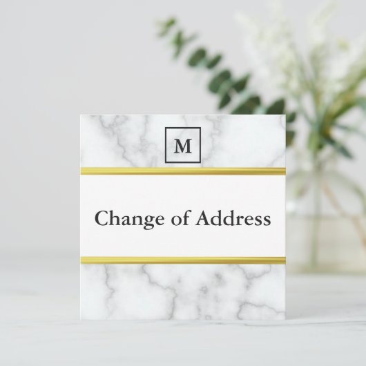 白エレガントフェイク大理石の住所の変更 案内状 (スタンド正面)