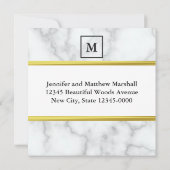 白エレガントフェイク大理石の住所の変更 案内状 (裏面)