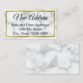 白エレガントフェイク大理石の動く発表 エンクロージャーカード (正面/裏面)