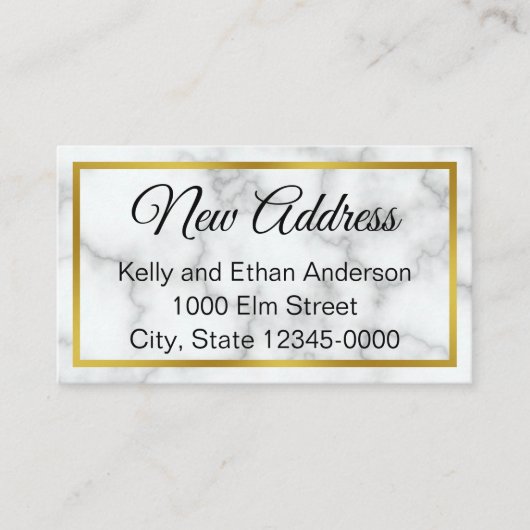 白エレガントフェイク大理石の動く発表 エンクロージャーカード (正面)