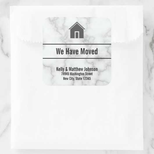 白エレガントフェイク大理石の動く発表 スクエアシール (バッグ)