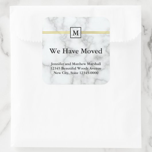 白エレガントフェイク大理石の動く発表 スクエアシール (バッグ)