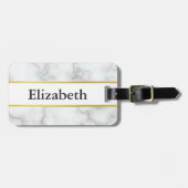 白エレガントフェイク大理石の名前と電話番号 ラゲッジタグ (正面横)