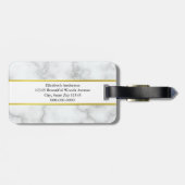 白エレガントフェイク大理石の名前と電話番号 ラゲッジタグ (裏面横)