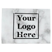 白エレガントフェイク大理石ビジネスのロゴテンプレート ラージペーパーバッグ (裏面)