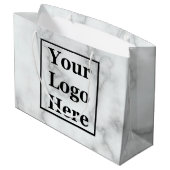 白エレガントフェイク大理石ビジネスのロゴテンプレート ラージペーパーバッグ (裏面アングル)