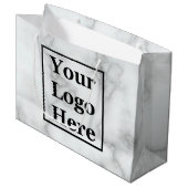 白エレガントフェイク大理石ビジネスのロゴテンプレート ラージペーパーバッグ (正面アングル)