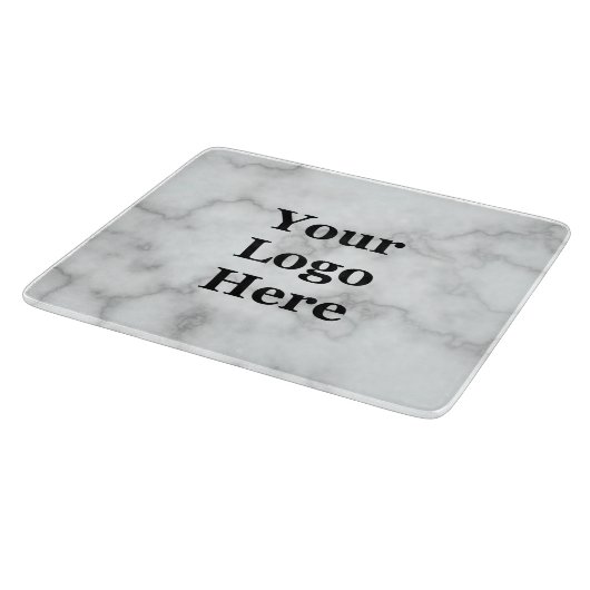 白エレガントフェイク大理石ビジネスロゴはこちら カッティングボード (角)