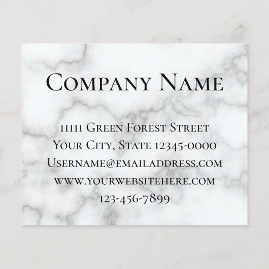白エレガントフェイク大理石ビジネス割引 チラシ (裏面)