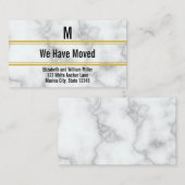 白エレガントフェイク大理石モノグラム エンクロージャーカード (正面/裏面)