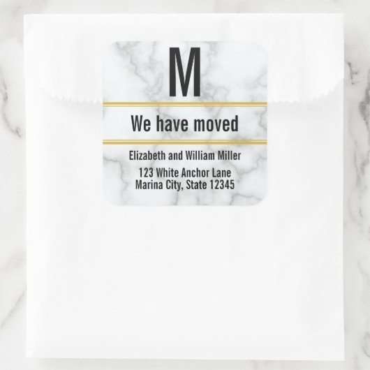 白エレガントフェイク大理石モノグラム スクエアシール (バッグ)