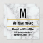 白エレガントフェイク大理石モノグラム 案内状 (正面/裏面)