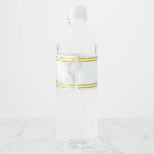 白エレガントフェイク大理石ルックベイビーシャワー ペットボトルラベル (裏面)