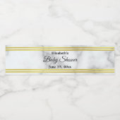 白エレガントフェイク大理石ルックベイビーシャワー ペットボトルラベル (シングルラベル)