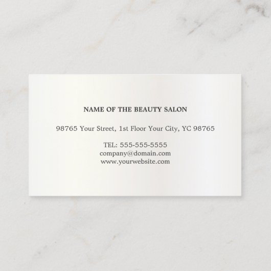 白エレガントフェイク金ゴールドグレーストライプヘアスタイリスト 名刺 (裏面)