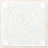 白エレガントフォーマルダマスコレース織り ガラスコースター (裏面)