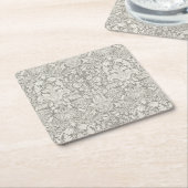 白エレガントフォーマルダマスコレース織り スクエアペーパーコースター (アングル)