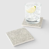 白エレガントフォーマルダマスコレース織り ストーンコースター (横)