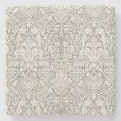 白エレガントフォーマルダマスコレース織り ストーンコースター (正面)