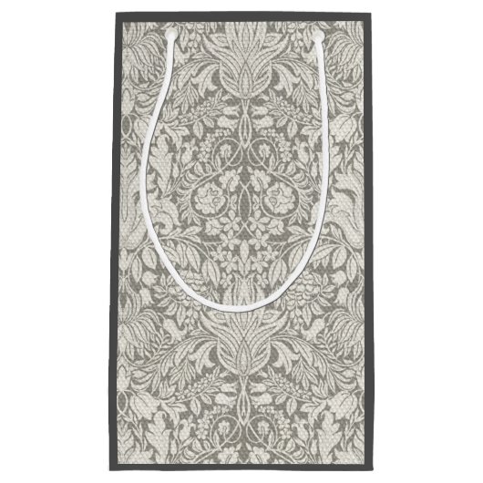 白エレガントフォーマルダマスコレース織り スモールペーパーバッグ (正面)