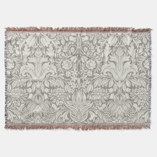 白エレガントフォーマルダマスコレース織り スローブランケット (正面)