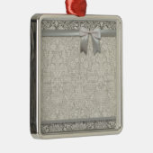 白エレガントフォーマルダマスコレース織り メタルオーナメント (右)