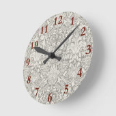 白エレガントフォーマルダマスコレース織り ラウンド壁時計 (傾斜)