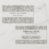 白エレガントフォーマルダマスコレース織り 名刺 (正面/裏面)