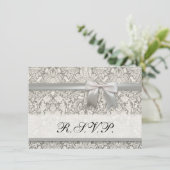 白エレガントフォーマルダマスコレース織り 招待状 (スタンド正面)