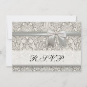 白エレガントフォーマルダマスコレース織り 招待状 (正面)