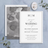 白エレガントフォーマル書結婚の 招待状