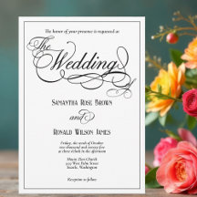 白エレガントフォーマル結婚式招待状