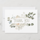 白エレガントフローラありがとう サンキューカード (正面)