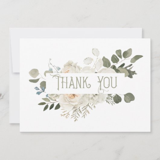 白エレガントフローラありがとう サンキューカード (正面)