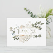 白エレガントフローラありがとう サンキューカード (スタンド正面)
