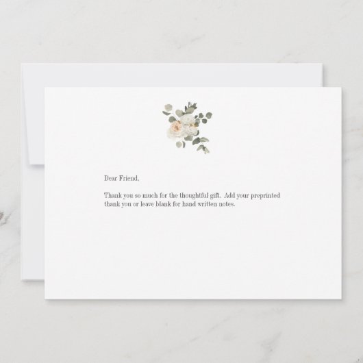 白エレガントフローラありがとう サンキューカード (裏面)